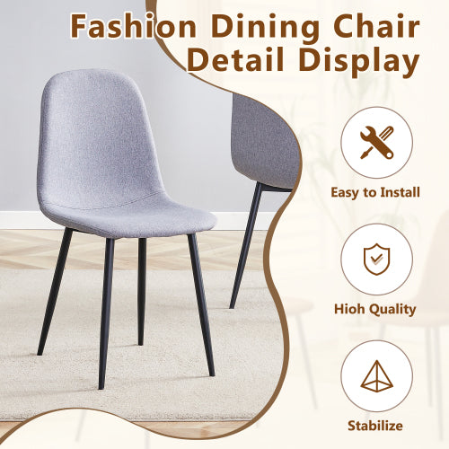 47.3inch  Round Dining Table Set with Storage, 4 Linen Chairs, Modern Style
