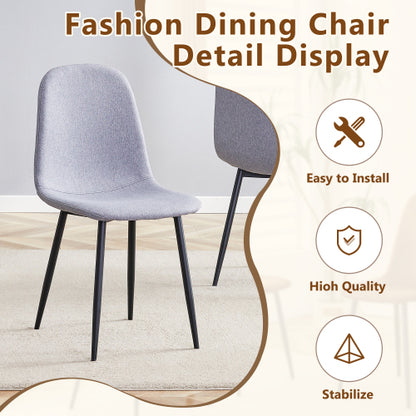 47.3inch  Round Dining Table Set with Storage, 4 Linen Chairs, Modern Style