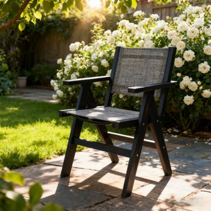 Lounge chair CHARCOAL GREY color, suitable for all seasons: Outdoor lounge chair, made of sturdy HIPS material, equipped with 304 stainless steel accessories.