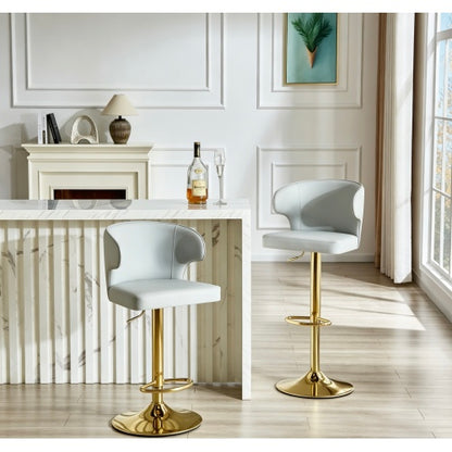 Set of 2 Grey PU Swivel Dining Chairs ,Height Adjustable, 360¡ã Rotation Bar Stools