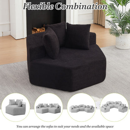 54 inch  Hexagonal Modular Chenille Lounge Chair 2-Pack, Compressed Shipping