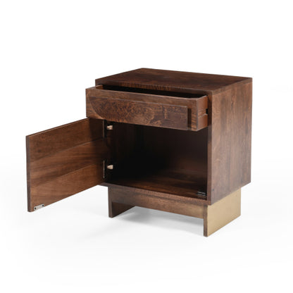 Wood Nightstand with 1 drawer,Walnut Finish
