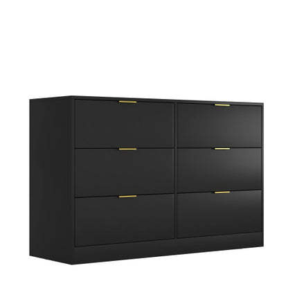 Simply Modern 6-Drawer Dresser, Chest of Drawers for Bedroom, Living Room, Hallway, and Entryway - Large Storage Cabinet Black