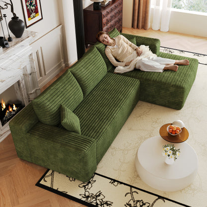 103 inch  Green L-Shape Cloud Deep-Seat Corner Sectional Sofa, No Assembly