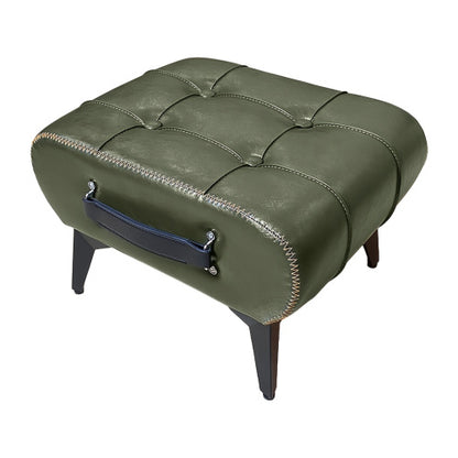 Tufted Faux Leather Rectangular Storage Ottoman with Handle, Metal Leg Multiuse Foot Stool for Entryway Apartment