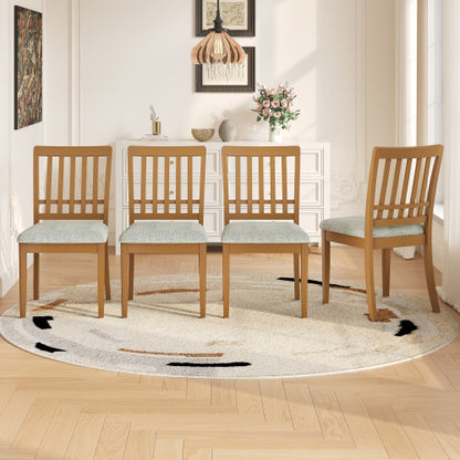 2-Piece Modern Dining Chairs Set of 2, Curved Wood Backrest with Gray Fabric Seat, Rubber Wood and LVL Frame, Light Brown Finish