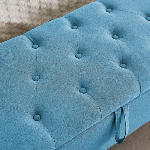 Ottoman with Storage, Storage Ottoman Bench with Safety Hinge 350 lb Weight, Upholstered Entryway Bench with Seating for Bedroom, Living Room - Light Blue