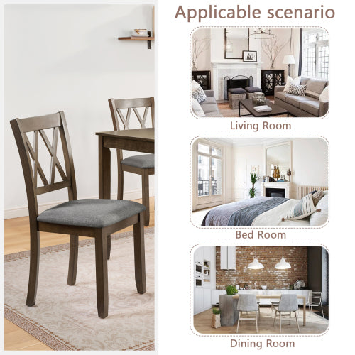 Dining Chairs Only, Wooden Dining Chairs Set of 4, Kitchen Chair with Padded Seat, Upholstered Side Chair for Dining Room, Living Room, Walnut