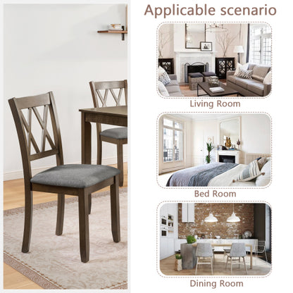 Dining Chairs Only, Wooden Dining Chairs Set of 4, Kitchen Chair with Padded Seat, Upholstered Side Chair for Dining Room, Living Room, Walnut