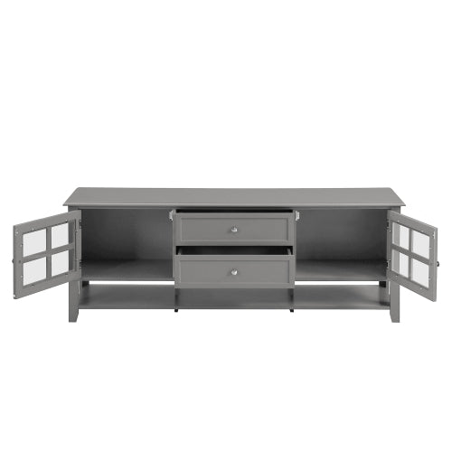 59.1 Inch Grey Modern Soft Close TV Stand Magnetic Suction Media Console Fits 60 Inch TV