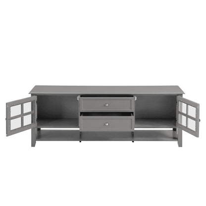 59.1 Inch Grey Modern Soft Close TV Stand Magnetic Suction Media Console Fits 60 Inch TV