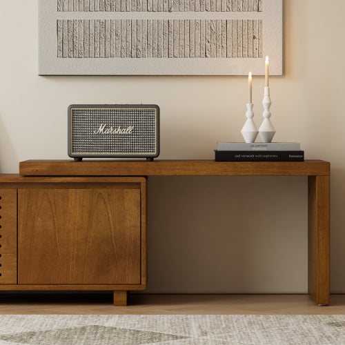 Extendable Mid Century TV Stand for TVs up to 75 Inch Wood Media Console