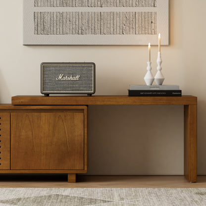 Extendable Mid Century TV Stand for TVs up to 75 Inch Wood Media Console
