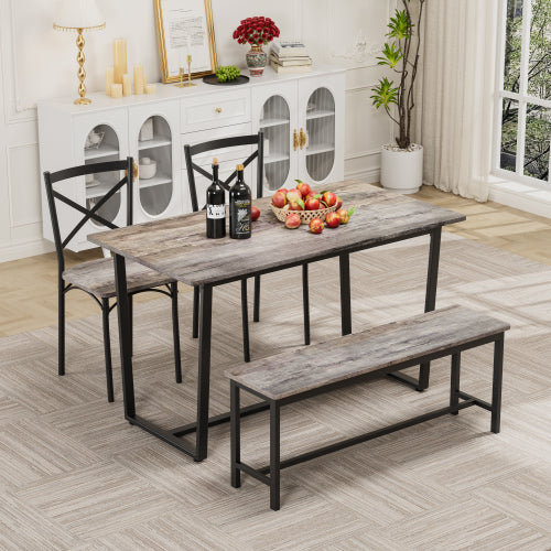 4-Piece Industrial Dining Set, MDF Table & 4 Backrest Chairs