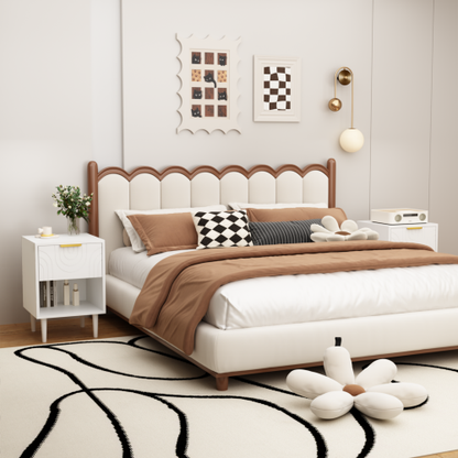 22.83'' H Modern White Nightstand with One Drawer and Open Shelf, Gold - Accented Handle, Ideal for Bedroom Decor