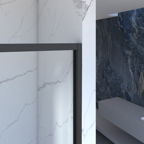 56-60"x70" Aluminum Frame Double Sliding Shower Door,Bypass Bathroom Sliding Door with Premium 5/16" (8mm) Clear Tempered Glass, Black Hardware Sliding Glass Shower Enclosure,Matte Black Finished