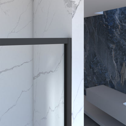 56-60"x70" Aluminum Frame Double Sliding Shower Door,Bypass Bathroom Sliding Door with Premium 5/16" (8mm) Clear Tempered Glass, Black Hardware Sliding Glass Shower Enclosure,Matte Black Finished