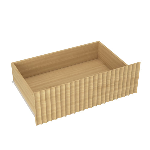 Natural Wood 3-Drawer Nightstand Set with USB-C Charger