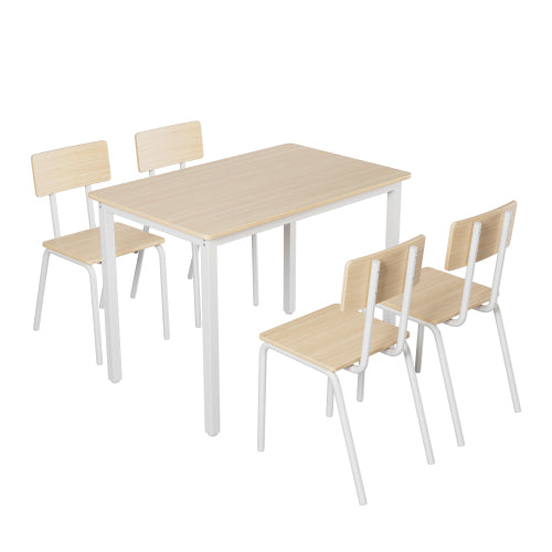 5-Piece Dining Table Set with 4 Chairs, Modern Kitchen Table Set with MDF Board & Metal Frame, Space Saving Dining Furniture