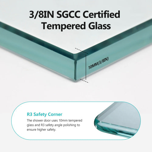 56-60 inches W *76 inches H Frameless Double Sliding Soft-Close Shower Door in Brushed Nickel,3/8 inches (10mm) Thick SGCC Tempered Glass Door