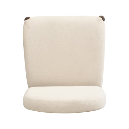 Armless Upholstered Rubberwood Dining Chairs, Set of 2, Beige/Walnut
