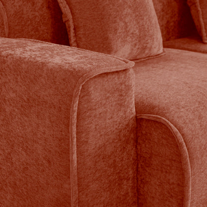 Red Velvet Modular Boneless Sectional Sofa with French Piping
