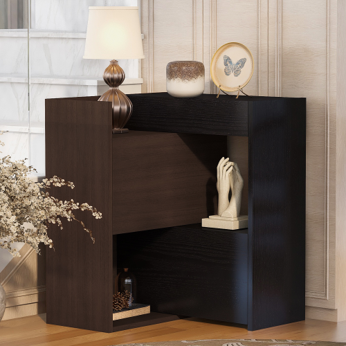 32.5 inch-58.8 inchW 40 inchH Multifuctional Storage Cabinet, Buffet Sideboard Cabinet with Drawer, Corner Cabinet for 44 inchH Window decor, Livingroom, Hallway, Entryway, Kitchen & Office  - Black & Walnut