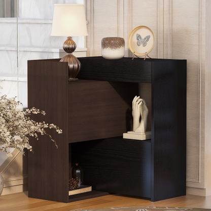 32.5 inch-58.8 inchW 40 inchH Multifuctional Storage Cabinet, Buffet Sideboard Cabinet with Drawer, Corner Cabinet for 44 inchH Window decor, Livingroom, Hallway, Entryway, Kitchen & Office  - Black & Walnut