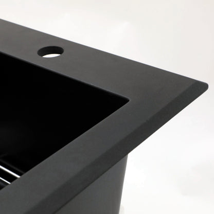 Quartz Kitchen Sink - 33"x22"x9.65" Black granite composite Drop in kitchen sink