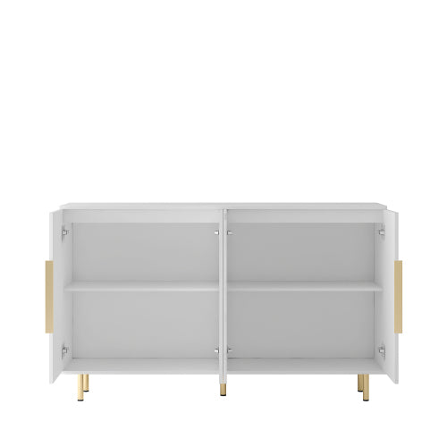 White Fluted Panel Sideboard Buffet Cabinet Adjustable Shelf Home Accent Storage Cabinet