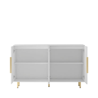 White Fluted Panel Sideboard Buffet Cabinet Adjustable Shelf Home Accent Storage Cabinet