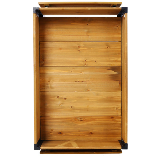 Raised Garden Bed, Metal Leg Wood Planter Boxes with Folding Storage Shelf