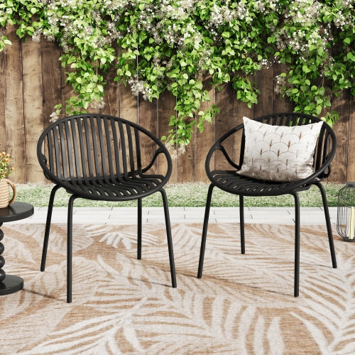 Patio Dining Chairs Stackable Chairs with Breathable Design Modern Simple Art Style
