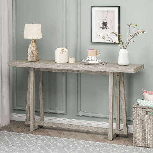 59.84'' Console Table, Stylish Rectangular Entryway Table, Outdoor Console Table for Patio, Sturdy Construction Hall Table, Sofa Table for Entrance, Hallway, Living Room, Bed Room and Patio, Grey
