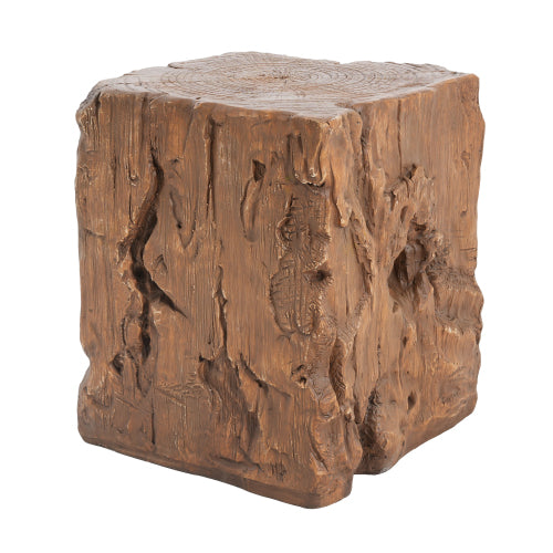 Amira Outdoor And Indoor Stump Shape MGO Side Table, Brown Finish