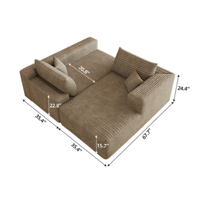 103 inch  Camel Corduroy L-Shape Cloud Sectional Sofa