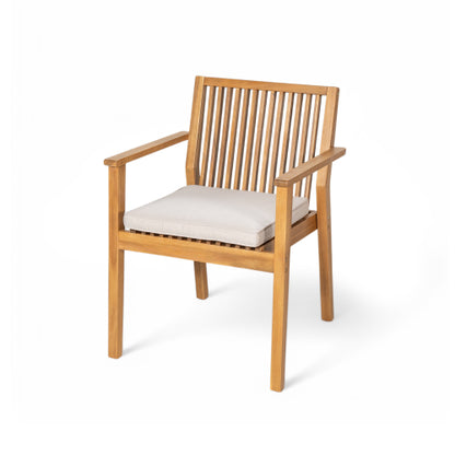 Patio Dining Chair Set of 2 - Sturdy Acacia Wood, Comfortable Waterproof Seating, 400 lbs Capacity, Natural Color Frame