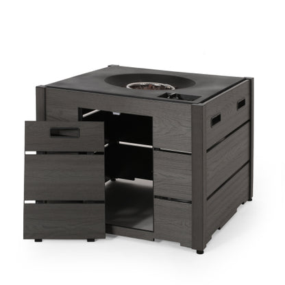 Outdoor 31" WPC Base Square Propane Fire Pit - 40,000 BTU, Grey