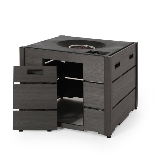 Outdoor 31" WPC Base Square Propane Fire Pit - 40,000 BTU, Grey