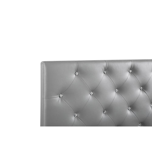 Casual Light Grey Upholstered Headboard King Size