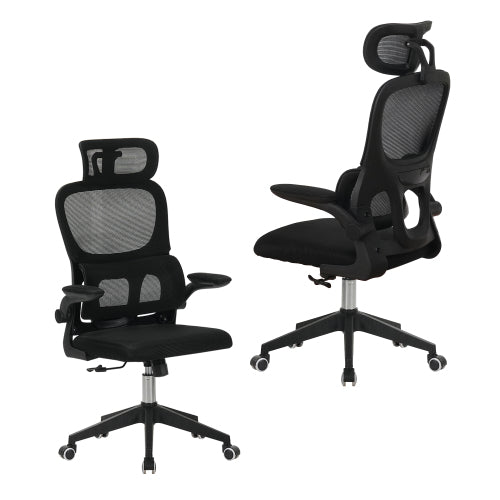 High Back Ergonomic Office Chair, Big and Tall Mesh Desk Chair with Wheels, Tilt Function, 3D Headrest, Lumbar Support, Swivel Rolling Computer Chair for Task, Home Office, Black