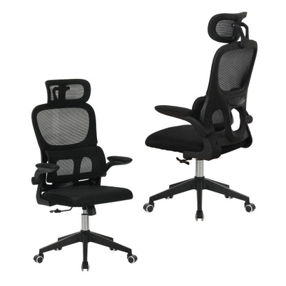 High Back Ergonomic Office Chair, Big and Tall Mesh Desk Chair with Wheels, Tilt Function, 3D Headrest, Lumbar Support, Swivel Rolling Computer Chair for Task, Home Office, Black