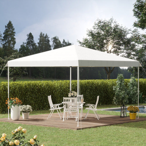 Outsunny 13' x 13' Pop Up Canopy Tent, Instant Sun Shelter, Tents for Parties, Height Adjustable, with Wheeled Carry Bag for Outdoor, Garden, Patio, Parties, White