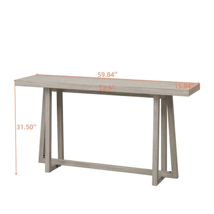 59.84'' Console Table, Stylish Rectangular Entryway Table, Outdoor Console Table for Patio, Sturdy Construction Hall Table, Sofa Table for Entrance, Hallway, Living Room, Bed Room and Patio, Grey