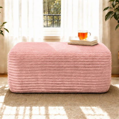 Ottoman Pink Plush Corduroy Modular Accent Ottoman for Living Room Bedroom