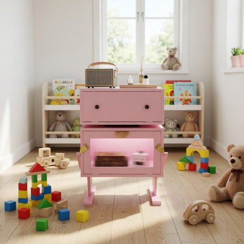 Pink Robot LED Nightstand