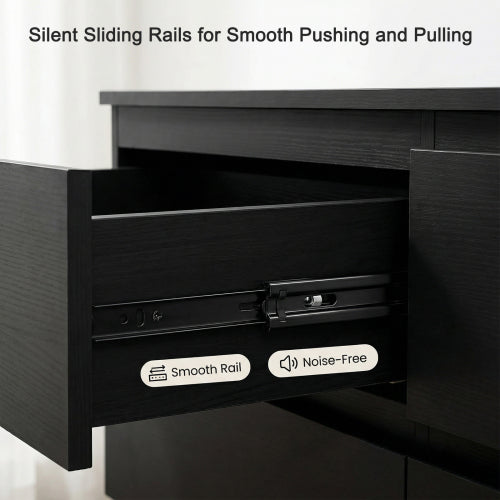 6 Drawer Black Dresser, Modern Bedroom Dresser with Spacious Countertop, Wood Storage Cabinet with Concealed Handles & 6 Deep Drawers for Bedroom, Living Room, Entryway, 15.7" D x 47.2" W x 30.9" H