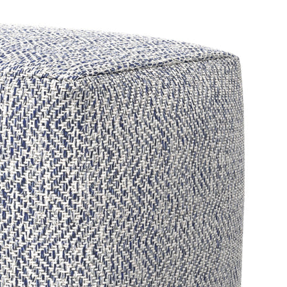 Nate 18 Inch Square Pouf Ottoman Handwoven Cotton Floor Cushion Accent Stool