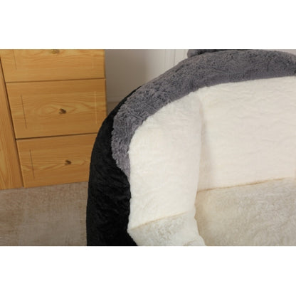 Black-White-Grey Multicolor Faux-Fur Oversized Bean Bag Chair