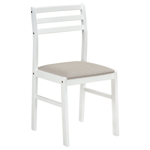3-Piece White Round Drop Leaf Dining Set, Plywood Table & 2 Taupe Ladder Back Chairs